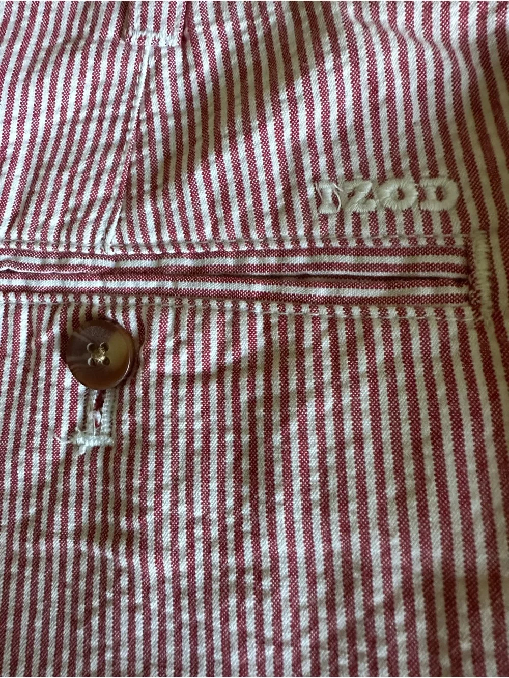 IZOD Men’s Red & White Pinstripe Seersucker Shorts Size 36W